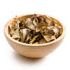 dried mushrooms in wooden bowl